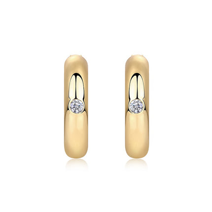 Modern Circle - Premium Moissanite Luxury Fashion Light Luxury Jewelry Silver Stud Earrings S925 Silver Electroplated Gold