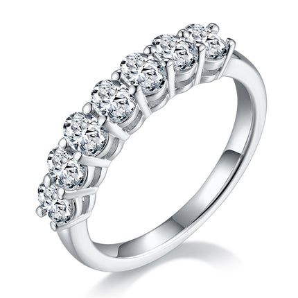 A Luxurious And Fashionable Light Luxury Jewelry Silver Ring Set With Top-quality Moissanite, S925 Silver Plated With Platinum