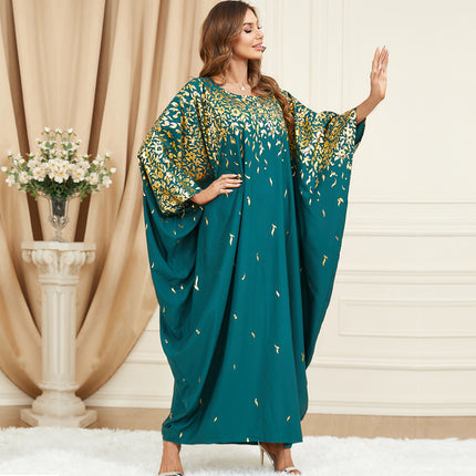 Green Batwing Sleeve Plus Size Dress