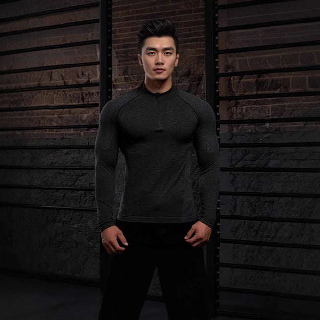 Seamless Long-sleeve Zipper Training Fitness Outdoor Strong Top Slim Fit