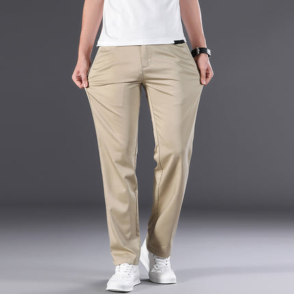 Summer Business Straight Men's High Waist Plus Size Loose Thin Trousers Breathable