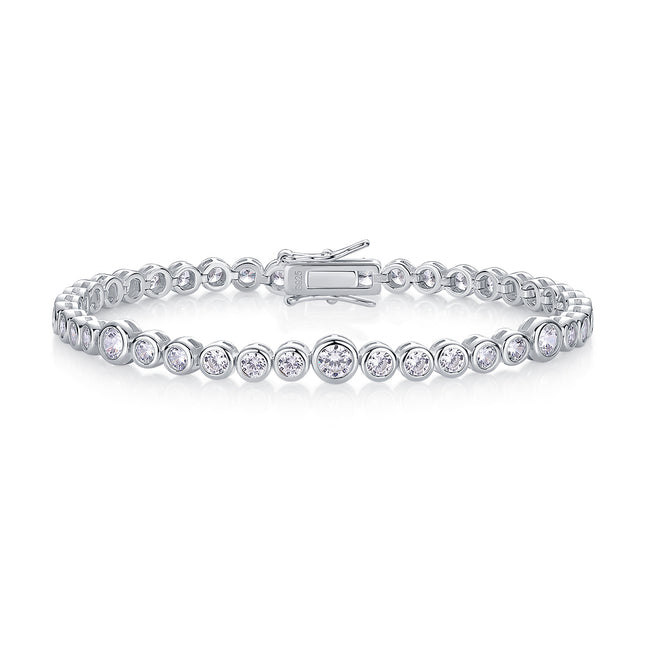 Versier met topgehalte-moissaniet, is hierdie luukse en modieuse ligte luukse neiging juweliersware silwer armband gemaak van S925-silwer geëlektroplateer met platinum.