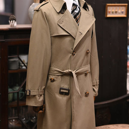Double Breasted Business Coat British Casual Raglan Sleeve Overcoat