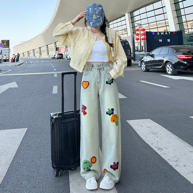 New Medium Straight-leg Pants All-matching Wide Leg High Waist Meat Hiding