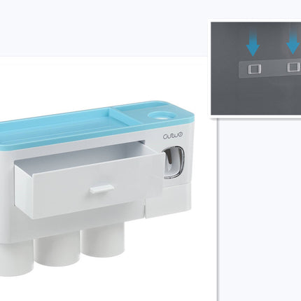 Non-marking Hanging Magnetic Toothbrush Holder Single Drawer Storage Rack With Toothpaste Squeezer Toiletry Set