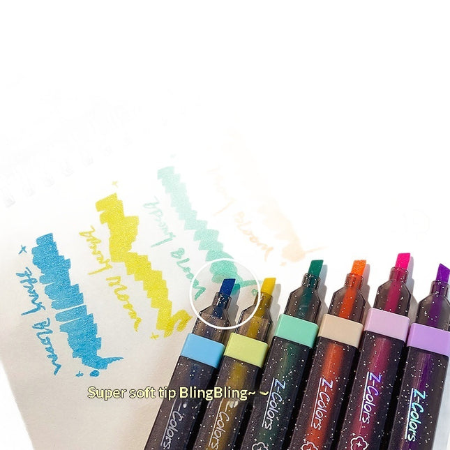 Student-use Minimalist Glossy Highlighter Set 6 Colors