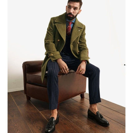 Men's Mid-length Long Sleeve Woolen Coat