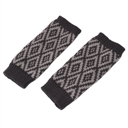 Colorblock Diamond Fingerless Wool Cycling Gloves