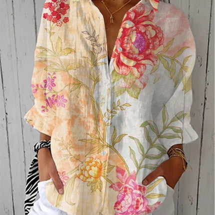 Women's Creative Fashion 3D Printing Lapel Casual Shirt