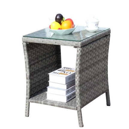 Buite Stoepmeubels 1 Koffietafel Met Deursigtige Gehard Glas