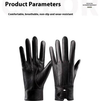 Genuine Leather Gloves For Men And Women Autumn And Winter Fleece-lined Thickened