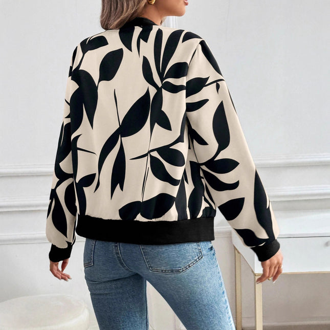 Printed Zipper Slimming Temperament Commute Casual Jacket