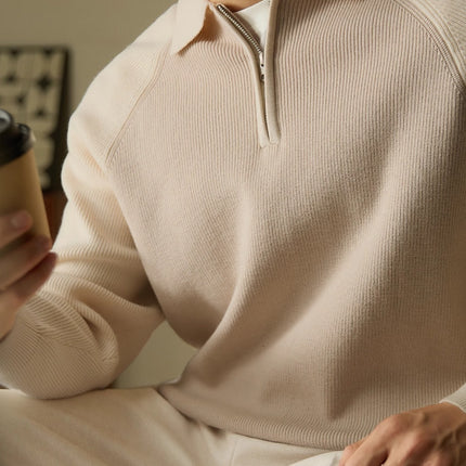 American Casual Half-height Zip Polo Sweater