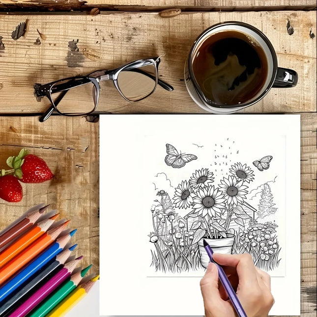28 Pages Fairy Flowers Coloring Book Coloring Book For Adult Stress Reduction Colouring Book Valentine's Day Gifting, Birthday Party Gift, Drawing Supplies, Christmas Gift, Back To School Supplies