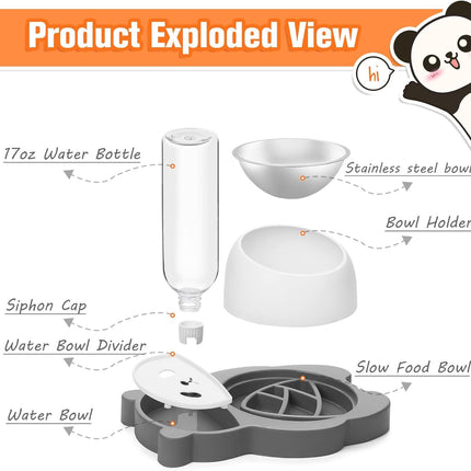 Elevated Dog Cat Bowls Tilted Cat Food And Water Bowl Set Raised Stainless Steel Cat Bowls With Automatic Water Dispenser Bottle For Cats And Small Dogs Kitten Puppy
