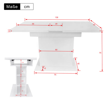Uitskuif-eettafel, Eettafel met Berging, Reghoekige Eettafel, Koffie-ontspanningstafel, Moderne Eenvoudige Yster-eettafel, Ruimtebesparende Multifunksionele Eettafel, Wit