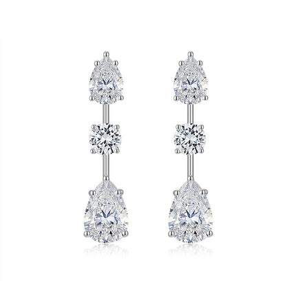 Top-quality Moissanite Luxury And Fashionable Light Luxury Jewelry Silver Stud Earrings S925 Silver Plated Platinum