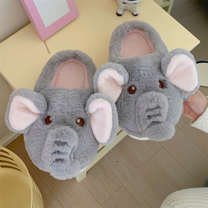 Creative Three-dimensional Elephant Winter Cotton Slippers Female Plush Warm