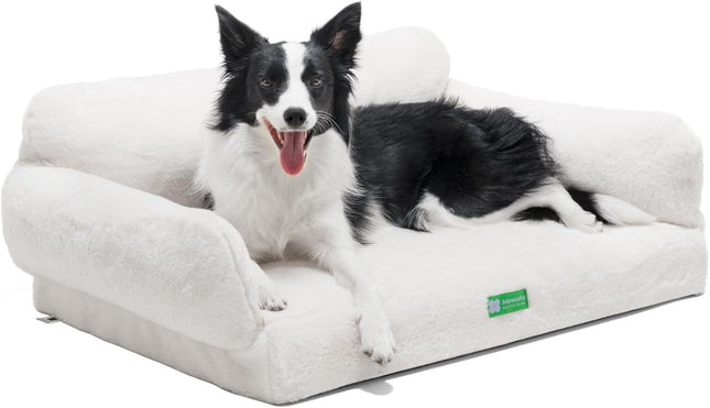 MEWOOFUN Orthopedic Dog Bed For Small Or Medium Dogs - 34.6 Inches Egg Foam Sofa With Removable Washable Cover & Non-Slip Bottom, Large, Beige