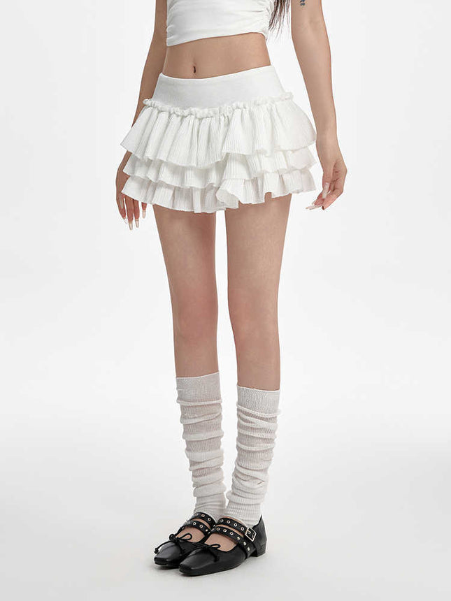 Puffy Cake Dress Women's Low Waist Pleated Skirt