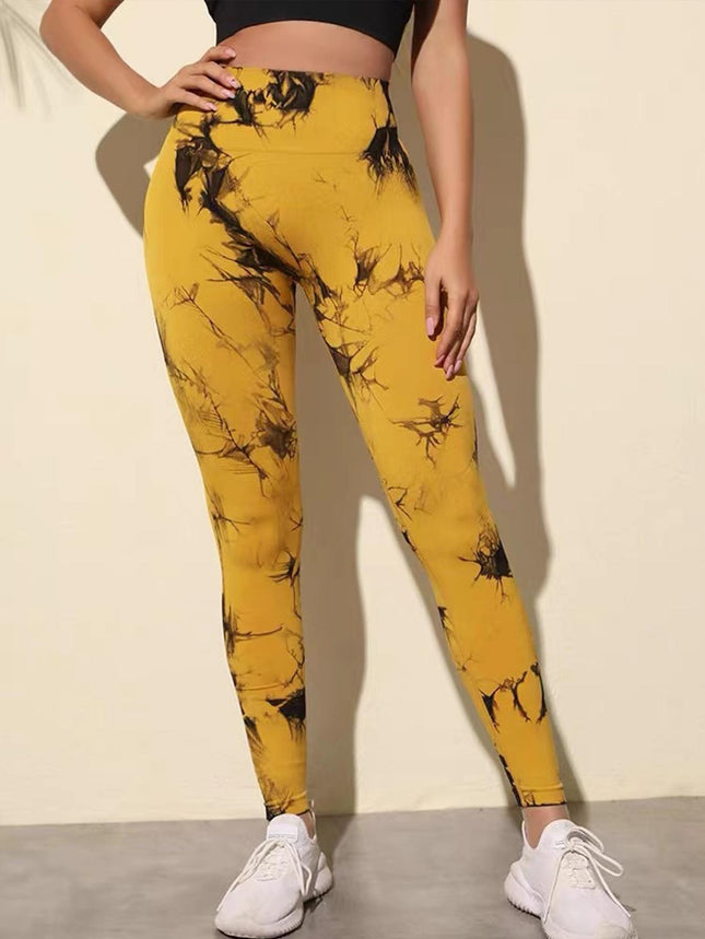 Leggings de sport sans couture tie-dye pour femmes, taille haute, leggings de gym, pantalons de yoga, leggings sans couture pour femmes, pantalons de yoga taille haute, collants élastiques effet push-up fessier
