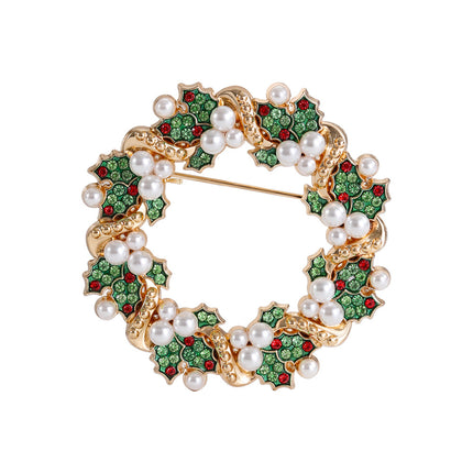 Diamond-encrusted Christmas Wreath Brooch For Clothing
