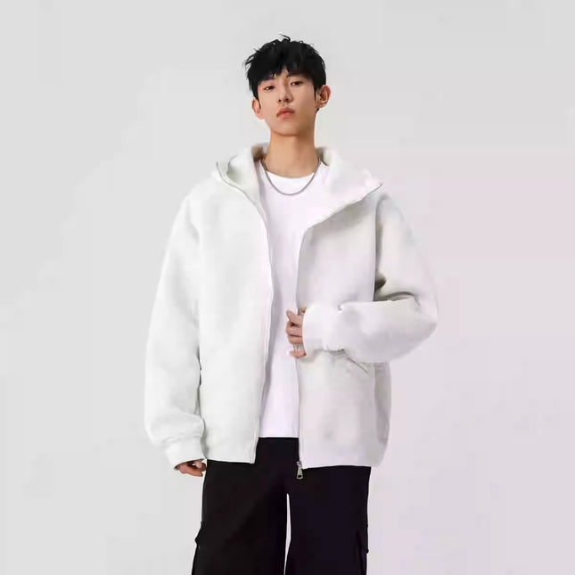 Solid Color Cardigan Sweatshirt Men's Coat
