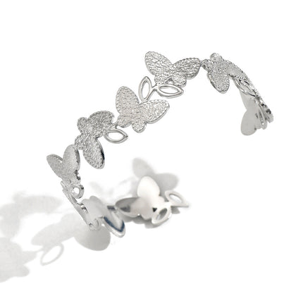 Lxalry Platinum Plated Stainless Steel Butterfly Carved Link Bracelet Hypoallergenic Skin Safe Jewelry For Daily   Evening Wear  Never Tarnish Handmade Luxury Gift For Her