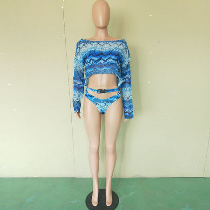 Women's Sexy Snakeskin Printed Split Three-piece Suit