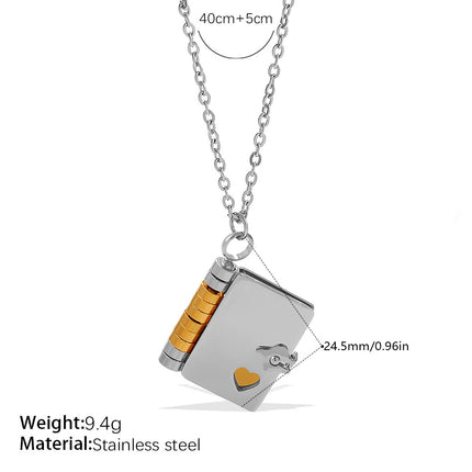 New Envelope Book Pendant Clavicle Necklace For Women, Minimalist Fashion Literary Style Necklace