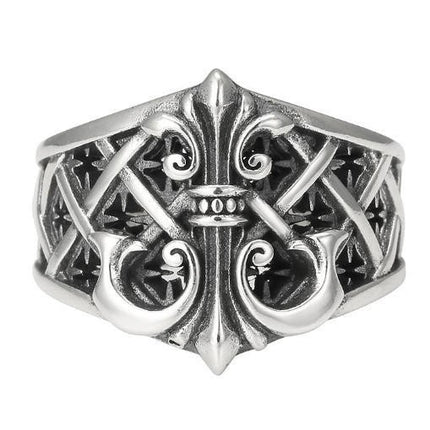 Boat Anchor Open Ring Checkered Design Mechanical Vintage Style For Men