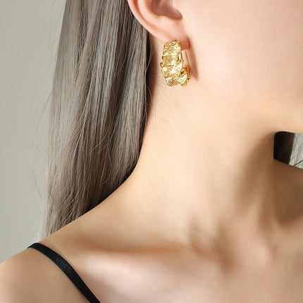 Women's Geometric Pleated Texture Earrings