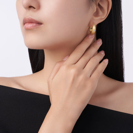 Modern Circle - Premium Moissanite Luxury Fashion Light Luxury Jewelry Silver Stud Earrings S925 Silver Electroplated Gold