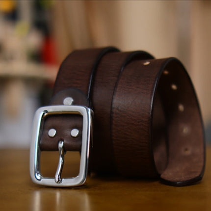 Retro Thick Pure Steel Hand-rub Color Men's Belt