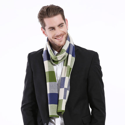 Classic And Fashionable British Checked Cashmere Scarf For Men's Warmth