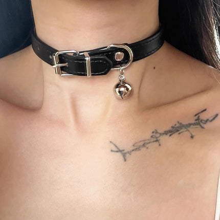 Swart Klein Klokkie Vorm Halssnoer Choker Nekband
