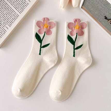 Three-dimensional Tulip Cotton Socks Tube Socks College Style
