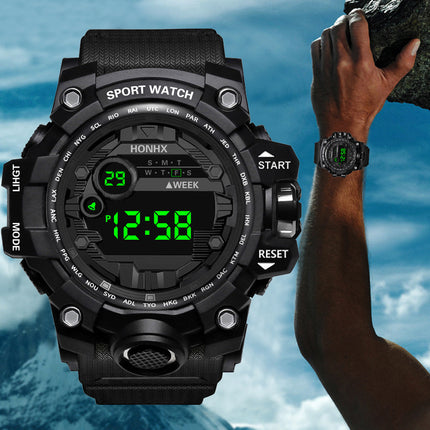 Mans Waterdigte Sport Multifunksionele Liggewende Elektroniese Horlosie
