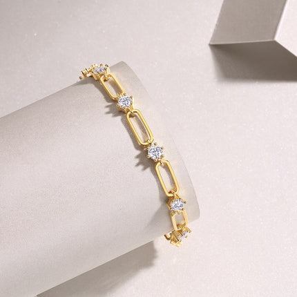 Versier Met Topgehalte Moissanite, Is Hierdie Luukse En Modieuse Lig Luukse Tendens Juweliersware Silwer Armband S925 Silwer-geplateer Met Goud