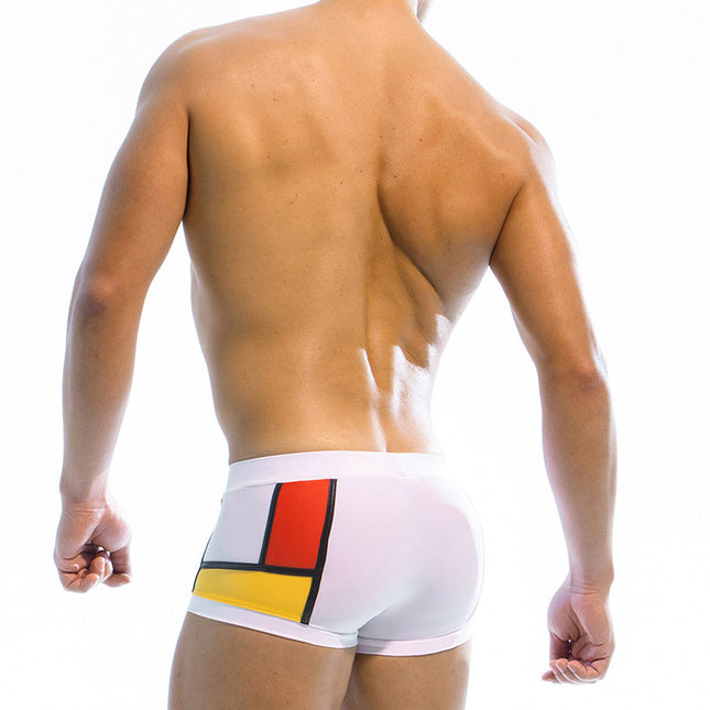 Men's Multi-color Mosaic Craft Boxer Swimming Trunks