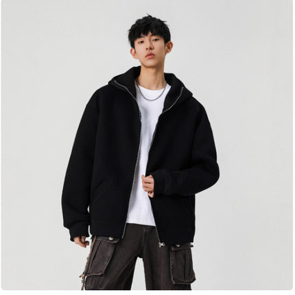 Solid Color Cardigan Sweatshirt Men's Coat