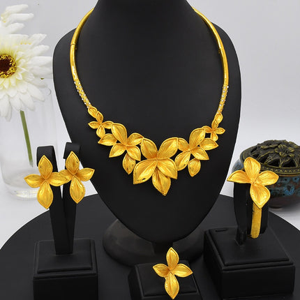 Vroue Juweliersware Pak Ketting Oorring Ring Armband Vierstukstel