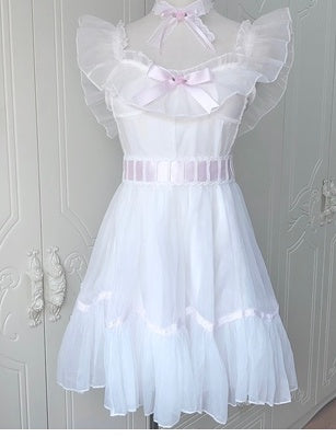 French Ribbon Ruffled Waist Suspender Tutu Skirt