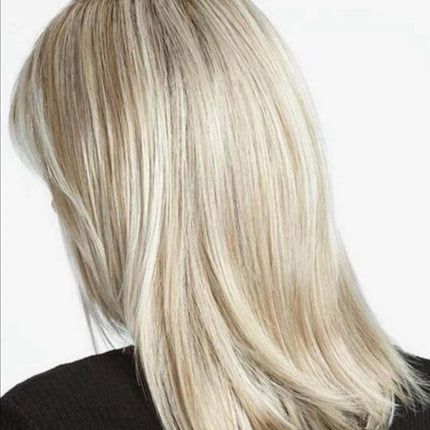 Medium Long Hair Platinum Highlights Brown Gradient Dyed Chemical Fiber Hair