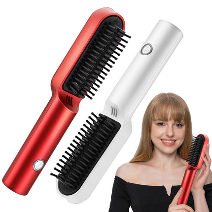USB Draagbare Warm Lug Kam Herlaaibare Professionele Haardroër Borsel 2-in-1 Mini Haargelykmaker Krultang Borsel Haarstileerder