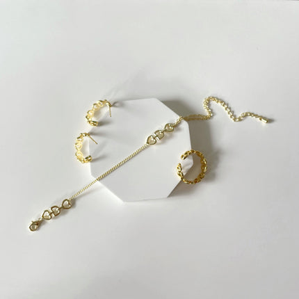 Minimalistiese Liefdesbrief D Oorbelle Ring Armband