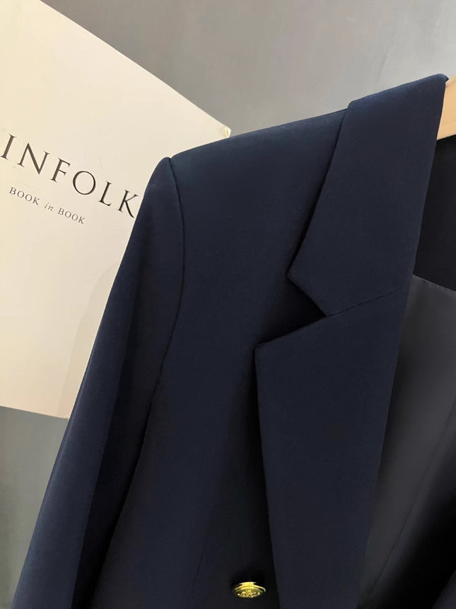 Navy Blue Leisure Simple Commute Easy Matching Coat