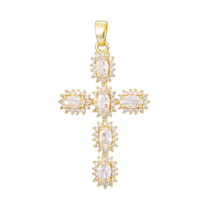 Fashionable Personalized Cross Pendant With Colorful Zircon