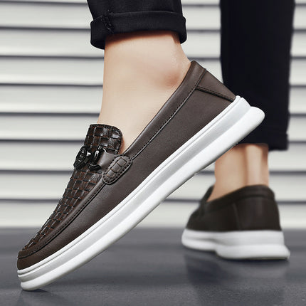 Fashion Retro Men's British Style Low-top Slip-on Small Leather Shoes