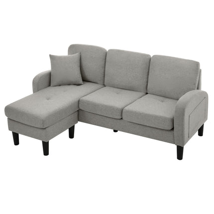 L-vormige Hoekbank Met Lêbank - 3-sitplekbank, 166 X 118 X 77 Cm, Asemende Katoen-linne Stof, Plastiekpote, Modulêre Ontwerp, Ideaal Vir Sitkamers, Woonstelle En Kantore
